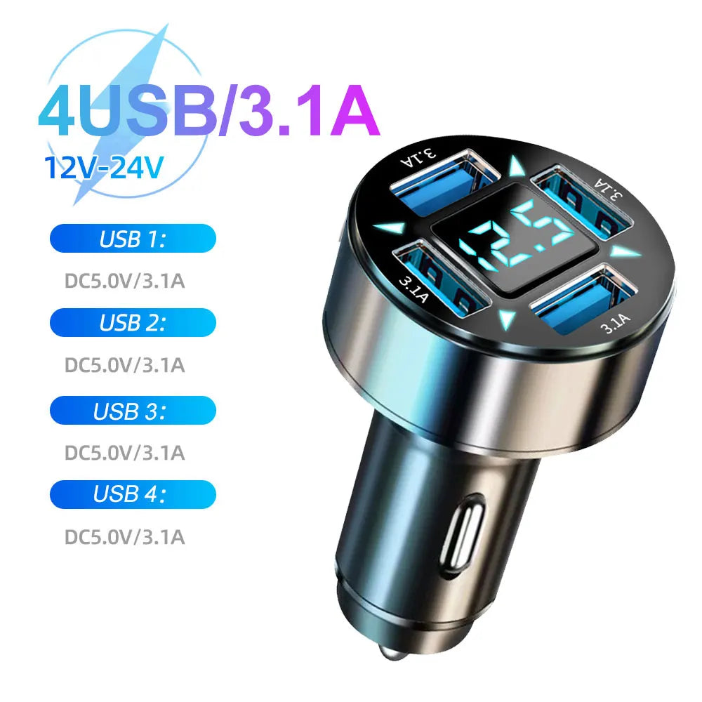 Ccarregador de telefone de carro adaptador tipo C para carro iPhone Samsung Huawei Xiaomi.