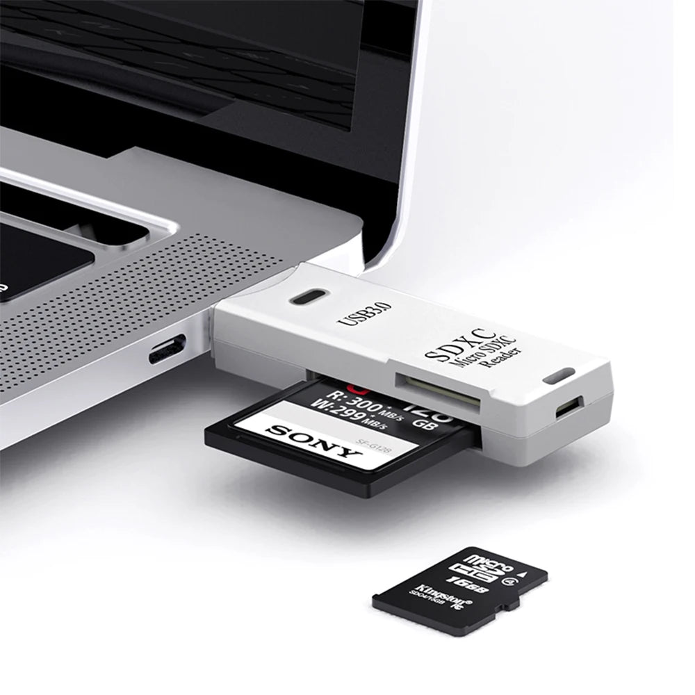 Leitor de Cartão 2 em 1 USB 3.0 Leitor de Cartão Micro SD Adaptador USB de Alta Velocidade Cartão de Memória TF Para PC Lapto.