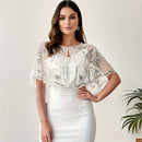 Xale Vintage com Paetês e Renda Bordada – Estilo Anos 1920 para Brilhar em Festas e Eventos Especiais