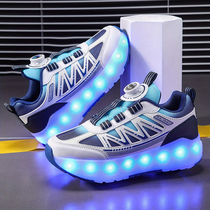 Tênis de Rodinha Infantil com LED Azul – Recarregável e Super Confortável