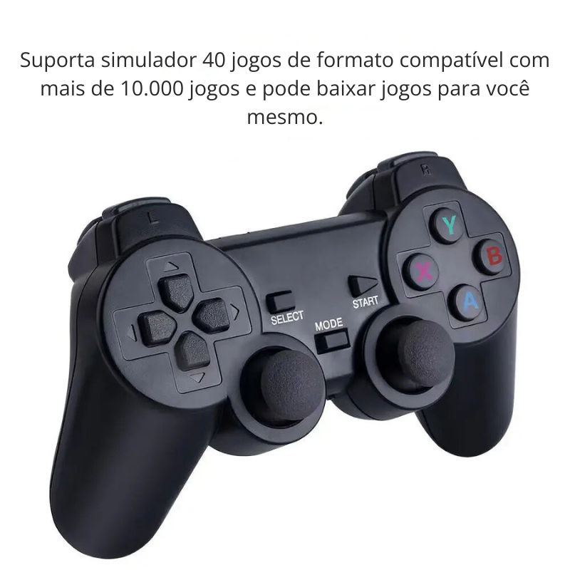 Videogame com 10.000 Jogos Retrô - Controle Sem Fio Duplo, Game Stick 4K, 64/32GB,.