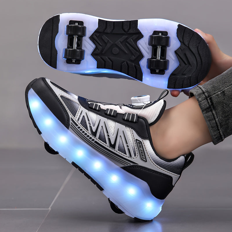Tênis de Rodinha Infantil com LED Azul – Recarregável e Super Confortável