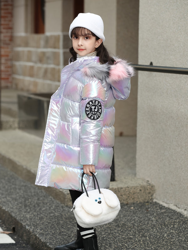 Casaco Infantil de Inverno Lavanda com Capuz – Quente e Cheio de Estilo