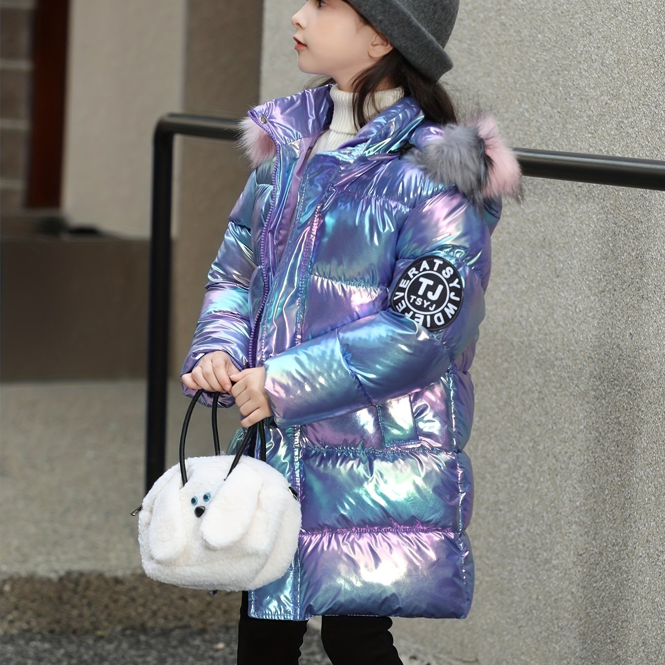 Casaco Infantil Feminino Ombre com Capuz – Quentinho, Longo e Estiloso para o Inverno