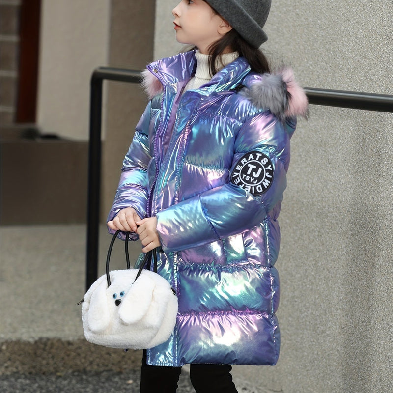 Casaco Infantil Feminino Ombre com Capuz – Quentinho, Longo e Estiloso para o Inverno