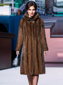 Casaco Feminino Longo com Capuz, Degradê . – Inverno