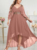 Vestido Longo em Chiffon com Decote V Max Dress