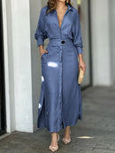 Vestido Midi Plus Size com Botões – Manga Longa e Caimento Confortável para o Dia a Dia