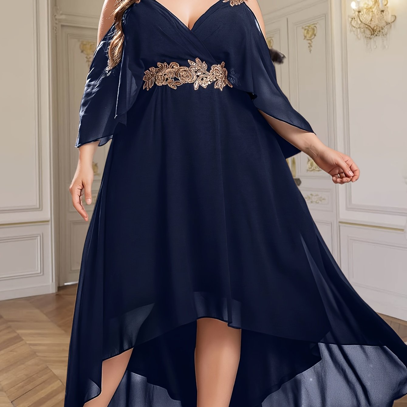 Vestido Longo em Chiffon com Decote V Max Dress
