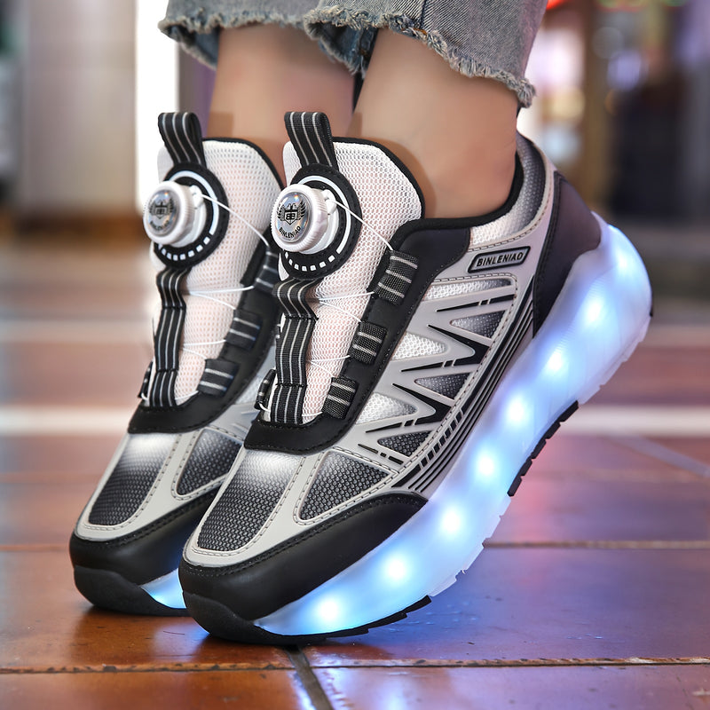 Tênis de Rodinha Infantil com LED Azul – Recarregável e Super Confortável