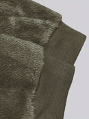 Casaco Feminino Peluciado com Capuz – Azul e Bege em Blocos de Cor