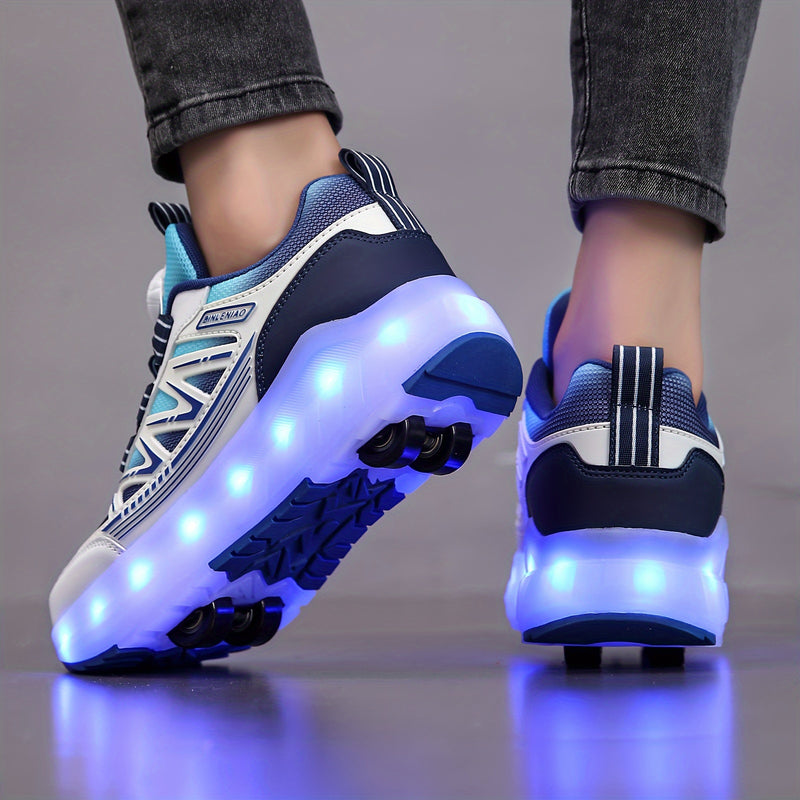 Tênis de Rodinha Infantil com LED Azul – Recarregável e Super Confortável
