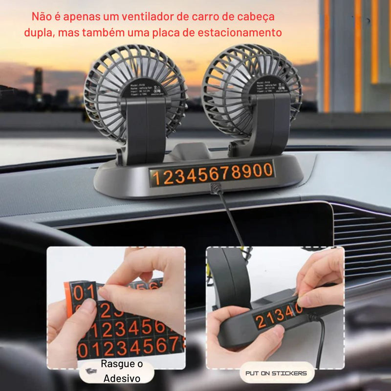 Ventilador de veículos automotivos 5V 12V 24V Dual Head Usb Dupla  Ventilaçâo.