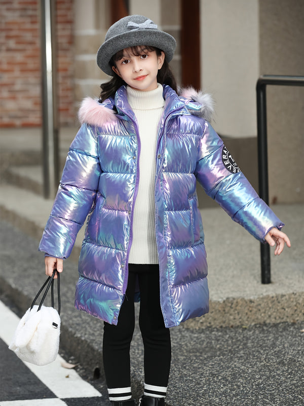 Casaco Infantil Feminino Ombre com Capuz – Quentinho, Longo e Estiloso para o Inverno
