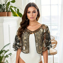 Xale Vintage com Paetês e Renda Bordada – Estilo Anos 1920 para Brilhar em Festas e Eventos Especiais