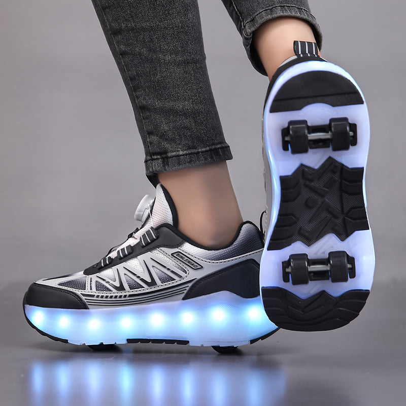 Tênis de Rodinha Infantil com LED Azul – Recarregável e Super Confortável