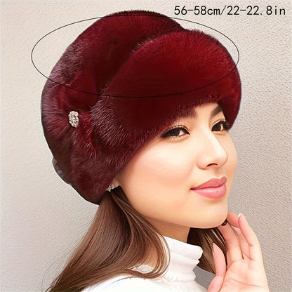 Gorro Feminino de Inverno com Pompom e Faixa Elástica, Quentinho