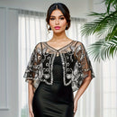 Xale Vintage com Paetês e Renda Bordada – Estilo Anos 1920 para Brilhar em Festas e Eventos Especiais