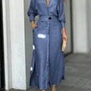 Vestido Midi Plus Size com Botões – Manga Longa e Caimento Confortável para o Dia a Dia