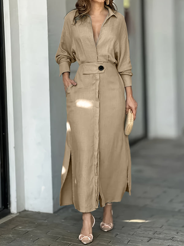 Vestido Midi Plus Size com Botões – Manga Longa e Caimento Confortável para o Dia a Dia