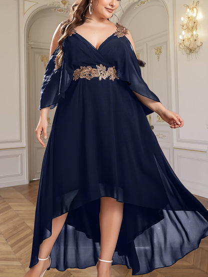 Vestido Longo em Chiffon com Decote V Max Dress