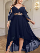 Vestido Longo em Chiffon com Decote V Max Dress