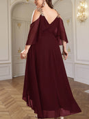 Vestido Longo em Chiffon com Decote V Max Dress