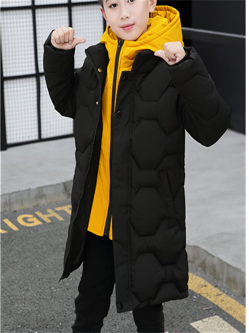 Parka de Inverno Infantil Masculina com Capuz – Quente, Resistente e Estilosa