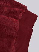 Casaco Feminino Peluciado com Capuz – Azul e Bege em Blocos de Cor