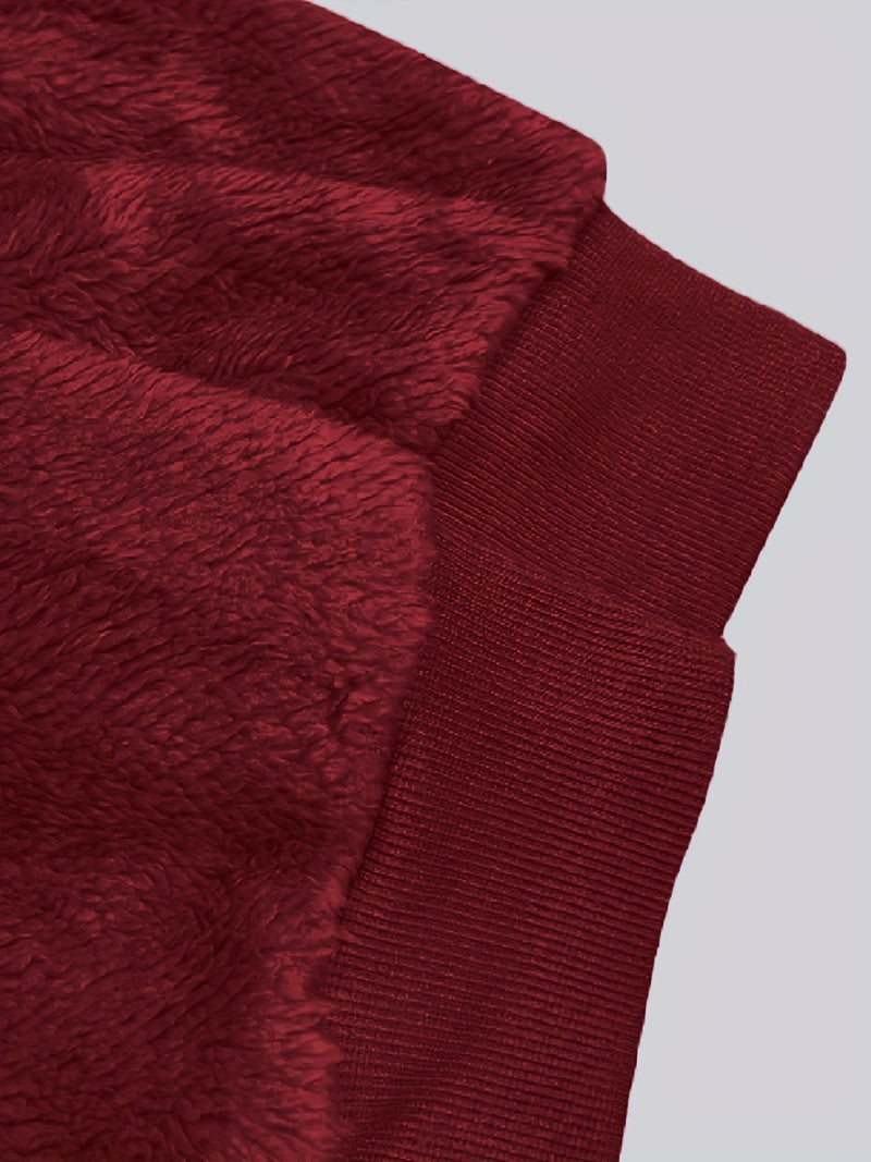 Casaco Feminino Peluciado com Capuz – Azul e Bege em Blocos de Cor