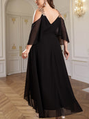 Vestido Longo em Chiffon com Decote V Max Dress