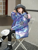 Casaco Infantil Feminino Ombre com Capuz – Quentinho, Longo e Estiloso para o Inverno