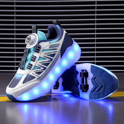 Tênis de Rodinha Infantil com LED Azul – Recarregável e Super Confortável