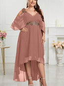 Vestido Longo em Chiffon com Decote V Max Dress