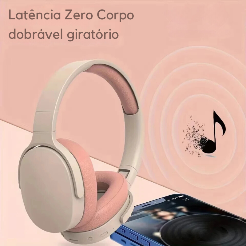 Fone de Ouvido P2961 Sem Fio Bluetooth 5.3 - Áudio Hi-Fi, Microfone e Design para Jogos.
