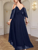 Vestido Longo em Chiffon com Decote V Max Dress