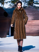 Casaco Feminino Longo com Capuz, Degradê . – Inverno