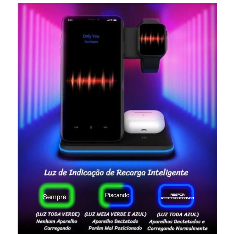 Carregador Smart Hub 3 em 1