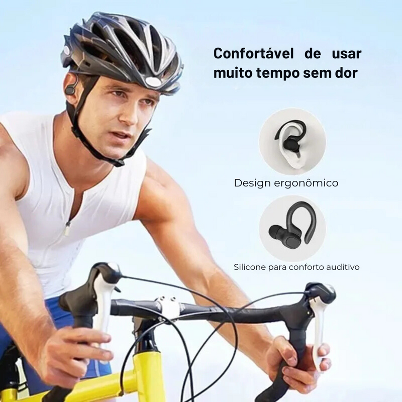 Fone de ouvido com microfone TWS Sports HiFI Estéreo à prova d'água.