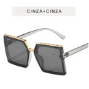 "Lentes de Sol Femininas Grandes Personalizadas, Quadradas e Sem Armação UV.