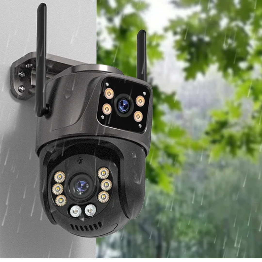 Câmera PTZ 4K HD 8MP com Wi-Fi: Vigilância Inteligente com Rastreamento Automático e Lente Dupla.