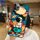 Capa de celular preta macia com pintura de astronauta espacial para iPhone.