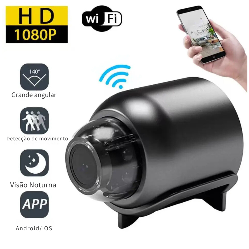 Mini Câmera WiFi 1080P HD Com Visão Noturna.