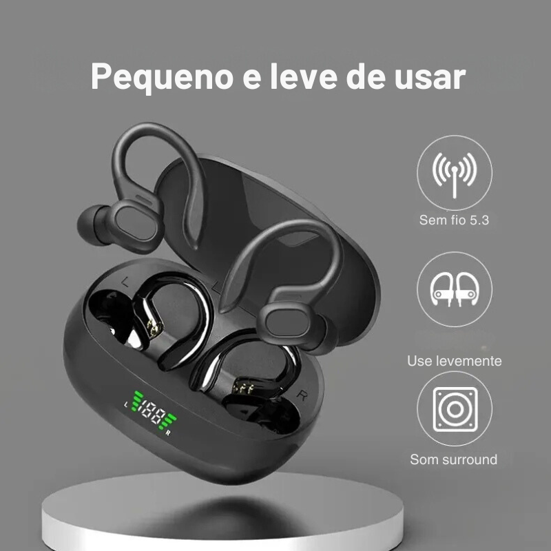Fone de ouvido com microfone TWS Sports HiFI Estéreo à prova d'água.