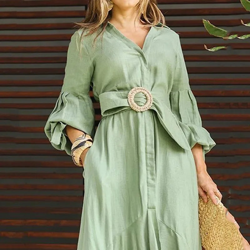 Vestido Elegânce Naupang-stilo Casual com Toque Sofisticado.