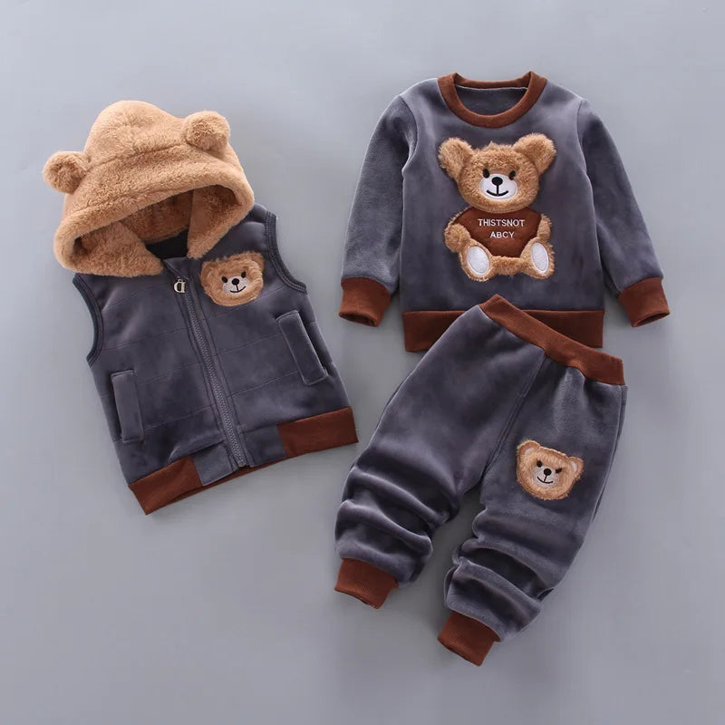 Conjunto de Roupas Infantis 3 PCS Inverno Outono para Meninos Meninas .