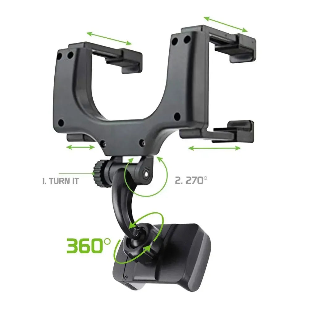 Suporte celular veicular automático encaixado no retrovisor carro caminhão Gps 360°.