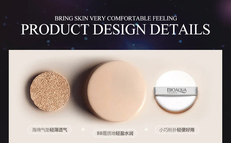 BIOAQUA Air Cushion BB Cream Brighten Concealer Moisturizer Foundation Face Whitening Makeup Facial Base Perfect Cover Cosmetics