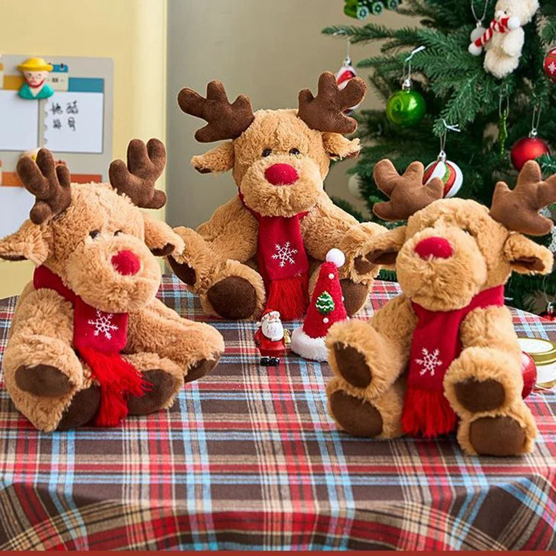 Boneco de Pelúcia Rena de Natal com Cachecol .