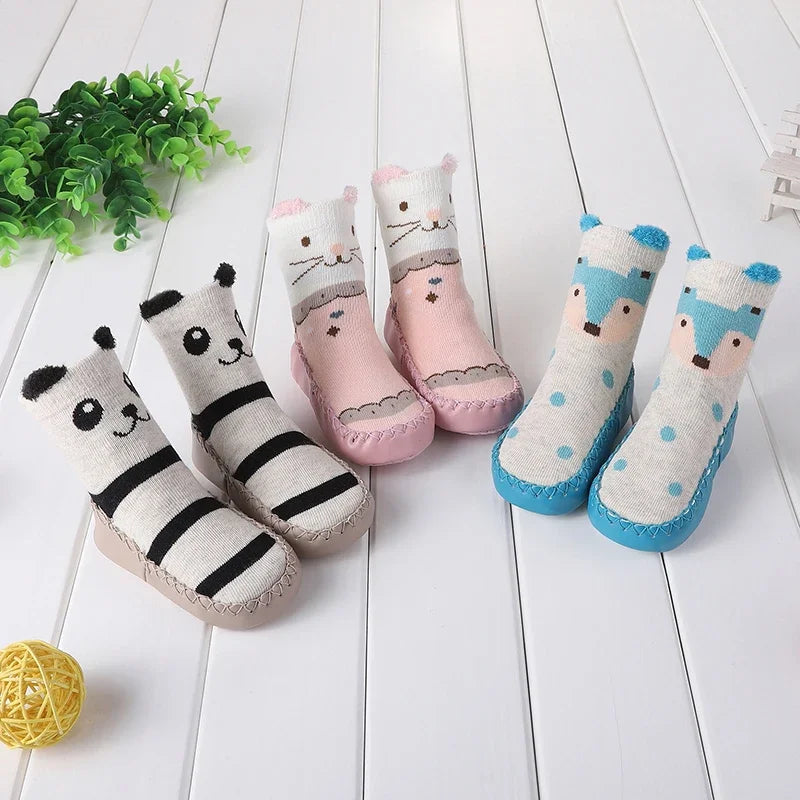 Meias Sapato animais fofos,  Antiderrapante, para bebês, meninas e meninos.